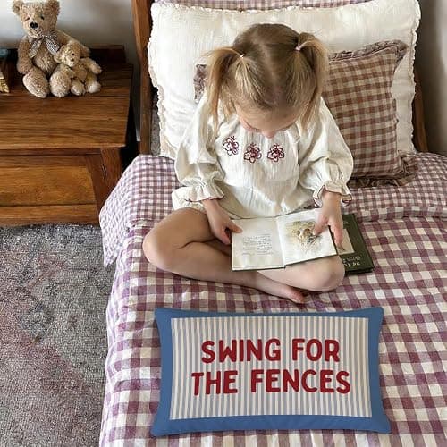 SkyCozy Motivational Swing for the Fences 12x20 Pillow Cover, Vintage Blue Striped Baseball Sports Decorative Throw Pillow Covers Pillowcases for Kids Toddler Boy Nursery Room Bedroom Playroom Decor thumbnail 7