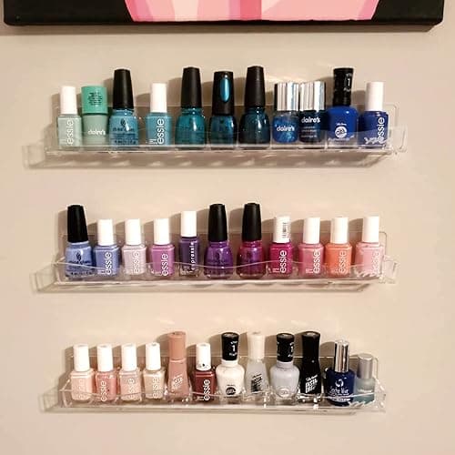 YMVV Clear Acrylic Nail Polish Rack Wall Mounted Shelf,6 Pack Organizer with Unique Wavy Lines,Nail Supplies for Techs,Great Display Salons Retailers thumbnail 7