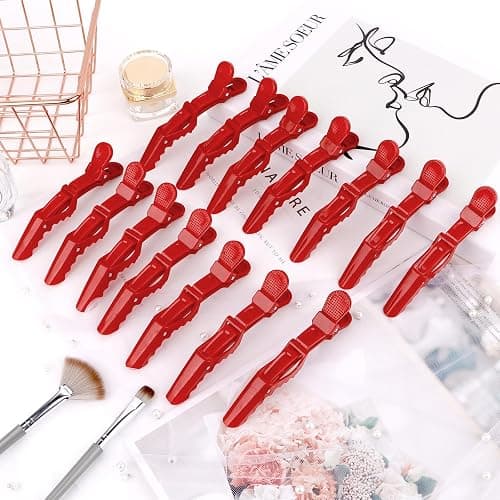 Ondder 24 Pcs Red Large Alligator Hair Clips for Styling Sectioning, Pro Salon Clips for Hair Coloring Cutting, Hair Styling Accessories for Women thumbnail 7