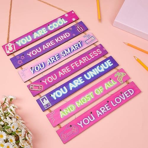 FIOBEE Girls Room Décor for Teen Girls Boys with LED Light Nursery Wall Decor for Bedroom Motivational Inspirational Wall Art Girl Room Decoration for Kids Living Room, 8 Kinds of Lights, Purple Game thumbnail 7