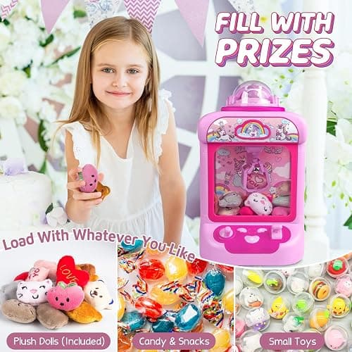 Claw Machine for Kids, Mini Vending Machine Girls Unicorn Toys, Candy Grabber Prize Dispenser with Sound & 20 Mini Plush Toys, Electronic Arcade Game Indoor Toy for Home Party Birthday Gifts thumbnail 6