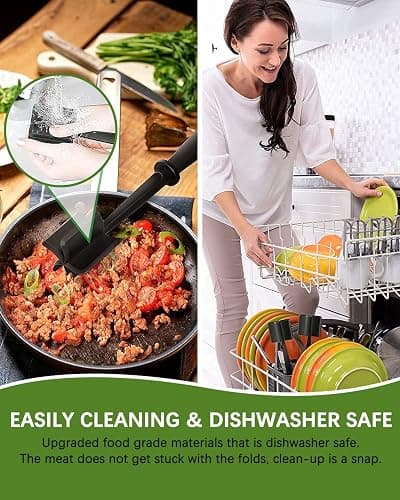 Upgrade Meat Chopper, Heat Resistant Meat Masher for Hamburger, Ground Beef Smasher, Nylon Hamburger Grinder Utensil for Ground Beef, Non Stick Mix Ground Chopper, Mix and Chop Potato Masher Tool thumbnail 5