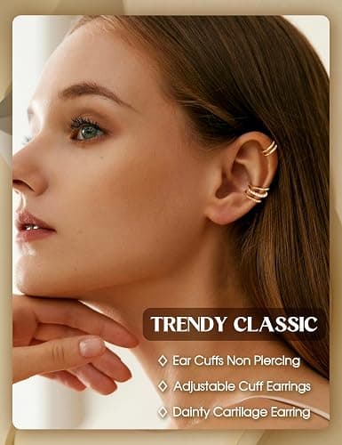 LOLIAS 4 Pairs Ear Cuffs Non Piercing - 14K Gold Plated Ear Cuff Earrings for Women Ear Cuff for Non Pierced Ears Clip on Cartilage Earring Adjustable Fake Earrings Set thumbnail 2