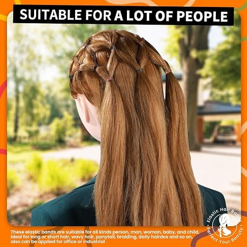 Teenitor Elastic Hair Bands, 2000pcs Hair Rubber Bands, Elastics for Hair, Small Hair Ties, Clear,Black,Brown and Color thumbnail 7