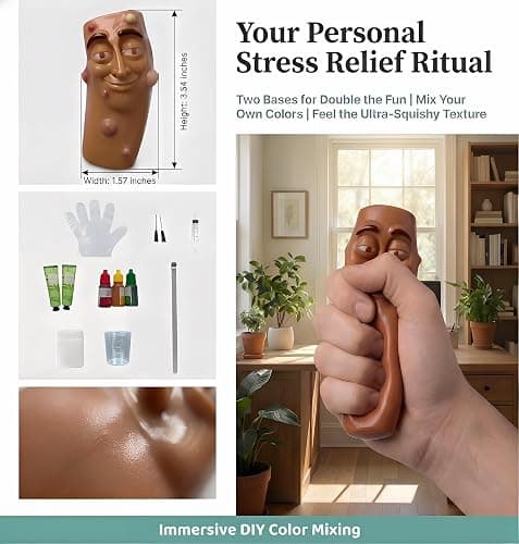 Professional Pimple Popping Kit for Adults (2-Pack), 12-Piece DIY Stress Relief Set with TPR Bases, Reusable ASMR Sensory Fidget Toy, Customizable Pimple Colors (Stickman - Brown) thumbnail 6