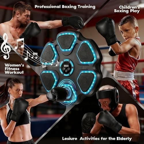 Zenova Music Boxing Machine,Smart Wall Mounted Boxing Machine with Gloves & LED Lights,9 Speeds & 11 Models Bluetooth Music Workout Boxing Training Equipment for Kids Adults Home,Office and Gym thumbnail 5