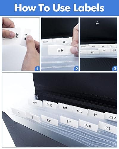 Expanding File Folder with Tabs, 13 Pockets File Organizer Accordion File Holder ，with Elastic Buckles Closure, A4 Paper Document Organizer for Home School Office thumbnail 4