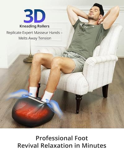 Foot Massager with 2 Level Heat, 3 Level Air Compression & Vibration, Deep Kneading Shiatsu, Remote Control & Timer for Pain Relief, Neuropathy, Plantar Fasciitis, Comfort for Long Stand & Fitness thumbnail 2
