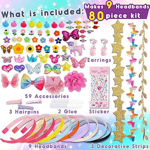 Headband Making Kit, DIY Hair Accessories Make Your Own Fashion Headband Toys for Girls 4-10 Gifts 8-12 Years Old Kids Craft Kit Arts and Crafts for Kids - Multi thumbnail 6