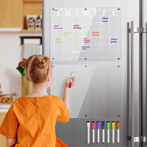 Neatsure Acrylic Magnetic Dry Erase Board Calendar for Fridge, Clear Monthly Planner and Memo Whiteboard for Refrigerator, w/ 8 Colors Markers, 15 x 11 thumbnail 2