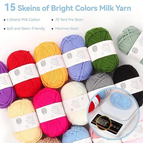 Reessy Crochet Kits for Beginners Adults, Complete Crochet Kit with 15Pcs × 25g Yarn Ergonomic Metal Crochet Hooks 2.0-10.0mm Storage Bag, Crochet Starter Kits for Adults Learn to Crochet- Grey thumbnail 5