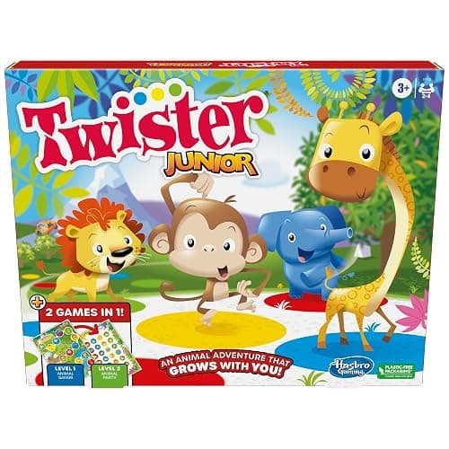 Hasbro Gaming Twister Junior Game, Animal Adventure 2-Sided Mat, 2 Games in 1, Party Game for Kids Ages 3 and Up, Indoor Game for 2-4 Players - Multicoloured - Image 1