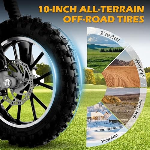 50cc Kids Dirt Bike, 2-Stroke Gas Powered Mini Motorcycle Up to 40MPH, Off-Road Dirt Bike for Kids 8-14 with Front Rear Disc Brakes, Double Shock Absorption (Black) thumbnail 6