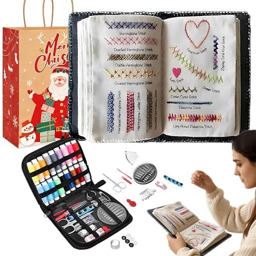 2026 New Embroidery Stitch Book Kit, Sew Anywhere with Instructional Tutorial 106 Pattern All-in-One Embroidery Stitch Book & Sewing Kit 86 PCS, Hand Embroidery Patterns Kit for DIY and Sew Enthusiast - Image 1