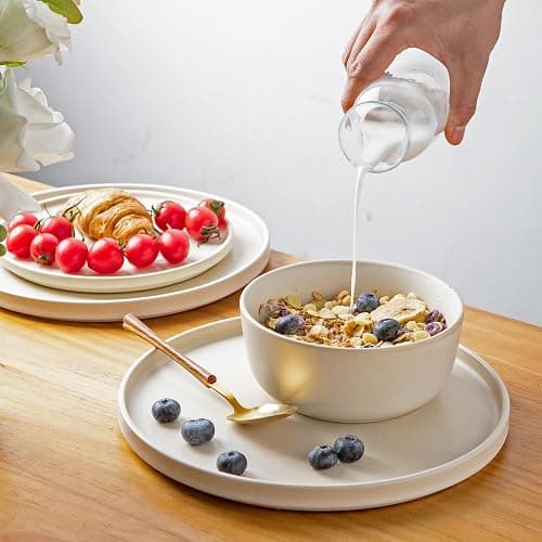 AmorArc Stoneware Dinnerware Sets for 6,Reactive Ceramic Plates and Bowls Set,Highly Chip and Crack Resistant | Dishwasher & Microwave Safe | Round Dishes Set Service for 6 (18pc) thumbnail 6