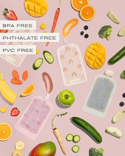 Hippypotamus Reusable Baby Food Pouches for Toddlers - BPA Free Food Grade - Dishwasher & Freezer Safe - Baby Food Containers - Refillable Squeeze Pouch For Applesauce & Yogurt - 12 Pack (Rainbows) thumbnail 2