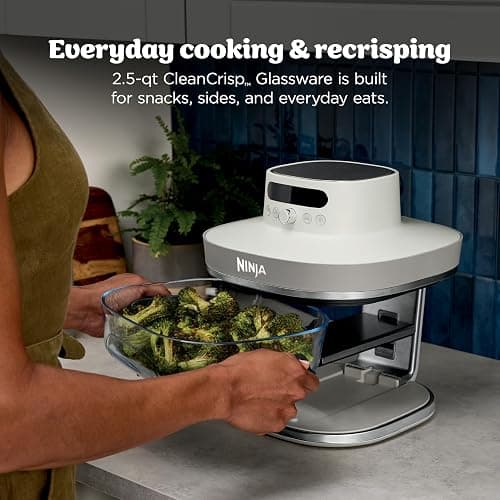 Ninja Crispi Pro 6-in-1 Glass Air Fryer | With Nontoxic, 6qt & 2.5qt Containers & Lids | Microwave, Freezer, Dishwasher Safe | 450°F Max Temp | 1800 Watt | Bone | AS101LG thumbnail 7