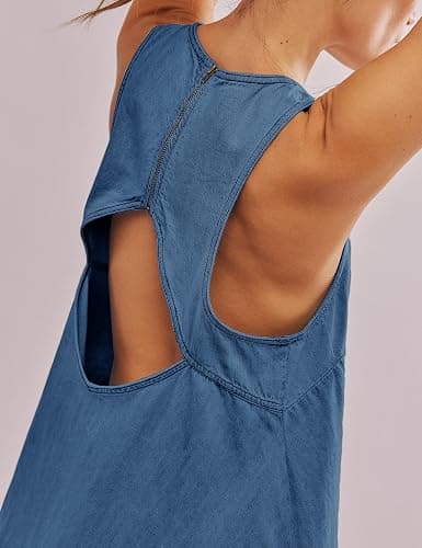 TBETNE Women’s Denim Dress Summer Casual Sleeveless Jean Mini Dresses with Pockets thumbnail 7