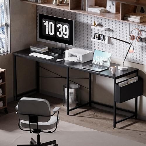 Pamray 47 Inch Reversible L Shaped Gaming Desk Corner Computer Desk with Storage Bag Home Office Table for Writing Study Black thumbnail 5