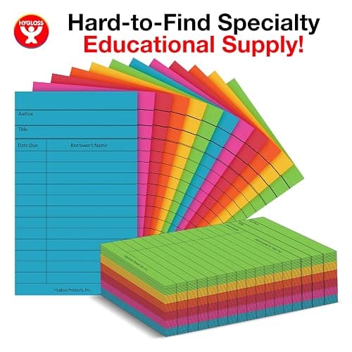 Hygloss Library Checkout Cards for Traditional Book Pockets and Classroom Organization - Vintage Style Bright Colors Due Date Tracking, 3x5 Inch, 50 Pack thumbnail 7