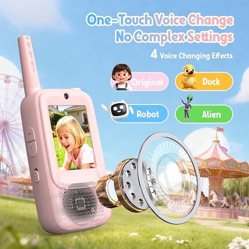 Rush Deer Video Walkie Talkies for Kids, 2 Pack Rechargeable Video Intercom Kids Walkies Talkies with HD Camera & Voice, Indoor Outdoor Games,Camping, Hiking for Boys Girls 3-14,Blue/Pink thumbnail 3