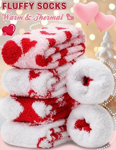 Womens Fuzzy Socks Warm Fluffy Cozy Winter Slipper Thick Fleece Heart Socks 5 Pairs thumbnail 3