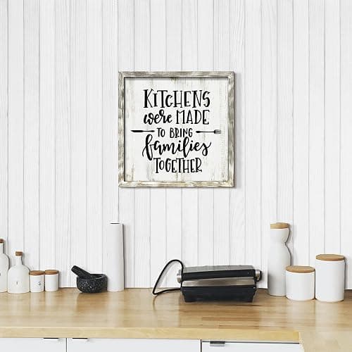 Kitchen Quote Wall Art Decor: Rustic Kitchen Sayings Wooden Framed Picture Dining Room Rules Signs Print Farmhouse Inspirational Artwork Painting for Home Country Room 12 x 12 Inches thumbnail 3