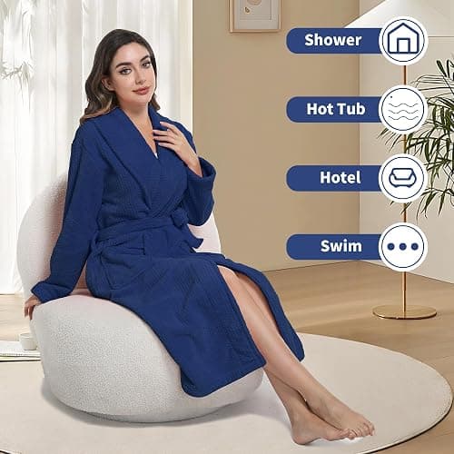 PJGGZ Women's Shawl Collar Bathrobe, Soft Long Towel Robes for Women - Super Absorbent Quick Dry yet Warm thumbnail 5