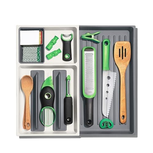 OXO Good Grips Drawer, Large Expandable Kitchen Tool Organizer, White thumbnail 2