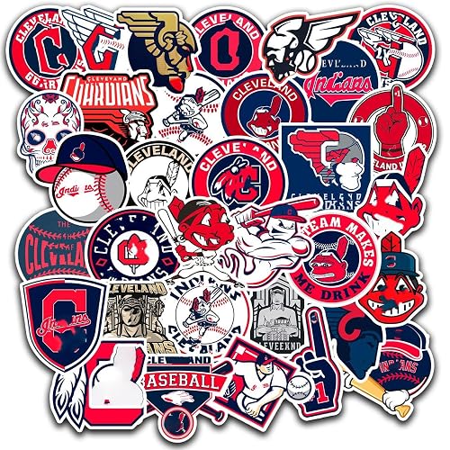 34 PCS Cleveland American Guardians Baseball Stickers for Water Bottle, Laptop, Bicycle, Computer, Motorcycle, Travel Case, Car Decal Decoration Sticker - Image 1