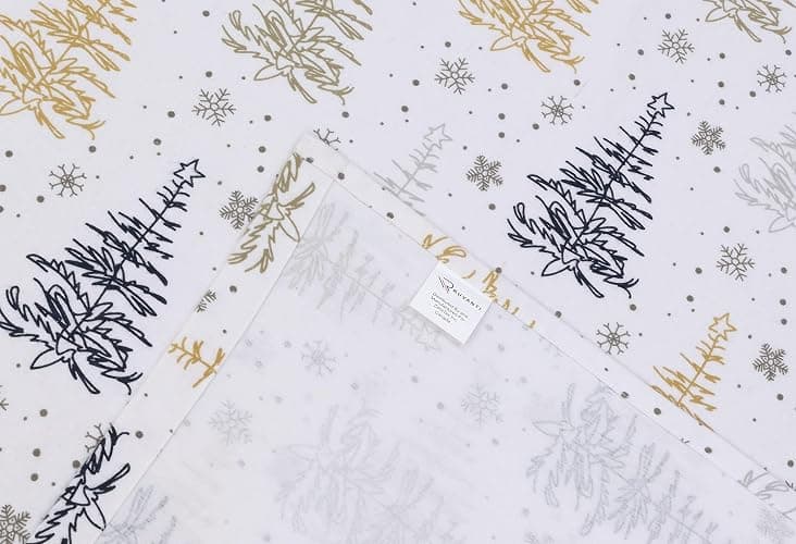 RUVANTI Flannel Sheets Split King Size - 100% Cotton Brushed Split King Bed Sheets Set - Deep Pockets 16 Inches - All Seasons Breathable & Extra Soft - Warm & Cozy, 5 Piece, Christmas Tree thumbnail 8