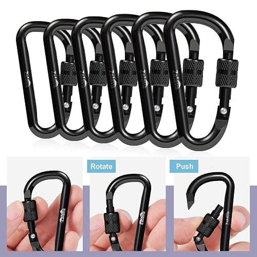 Zalava 6PCS Carabiner Keychain, 2 inch Aluminum D-Clip Caribeener with Hook thumbnail 5