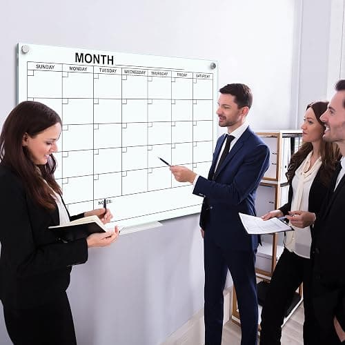 Magnetic Glass Whiteboard Monthly Planner 34”x46” Dry Erase Wall Calendar Large Glass Whiteboard Calendar for Home & Office thumbnail 7