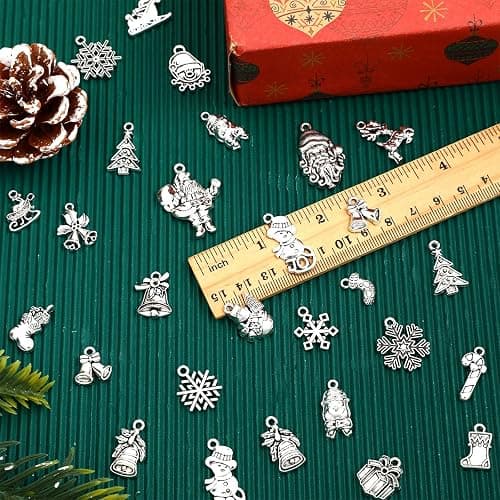 MARFOREVER 120Pcs Christmas Charms for Jewelry Making, Xmas Antique Silver Christmas Charms Holiday Tibetan Bangle Pendants Accessory for DIY Bracelet Necklaces Earrings Making Supplies thumbnail 2