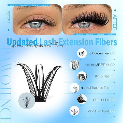 Pawotence Lash Clusters Kit 40D 60D Lash Extension Kit 10-18mm Cluster Eyelash Extension Kit Individual Lashes 280pcs Eyelash Clusters with Lash Bond and Seal, Lash Tweezers for Self Use thumbnail 4