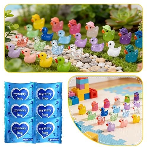 Mini Glow In The Dark Animal Resin Models, Resin Animals Mystery Bags, Individually Wrapped Blind Bags Tiny Animal Figurines, Collectible Mini Animals For Fairy Garden, DIY Crafts (50, Z-Ducks) thumbnail 5