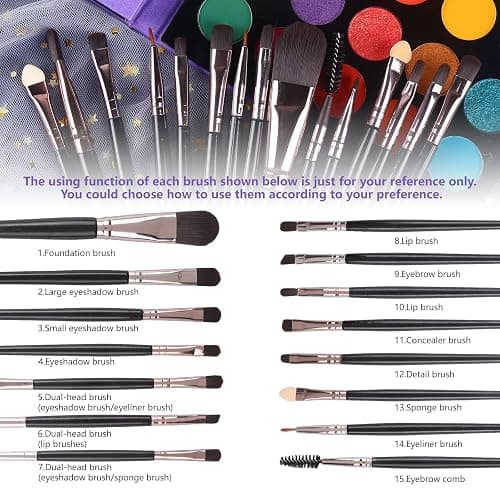 UCANBE Eyeshadow Palette with 15Pcs Brushes Makeup Set, Pigmented 86 Colors Make Up Sets Valentine's Day Gift, Matte Shimmer Glitter Eye Shadow Pallet Highlighter Contour Blush Powder Brush Beauty Kit thumbnail 5