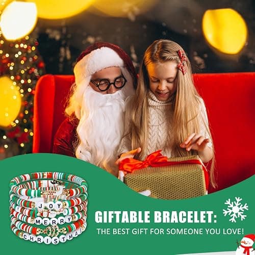 Artlunar 6 Pack Christmas Bracelets: Joy & Merry Candy-Style Stacks for Women & Teens - Perfect Christmas Gifts - Age 3 to Adult thumbnail 5