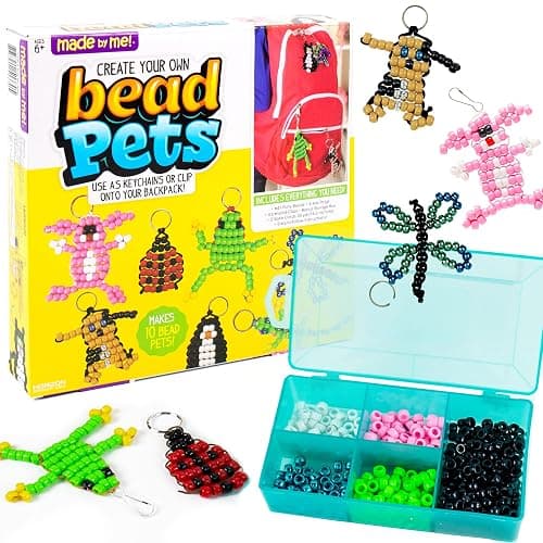 Made By Me Create Your Own Bead Pets by Horizon Group USA, Includes Over 600 Pony Beads, 6 Key Rings, Storage Box & Much More - Image 1