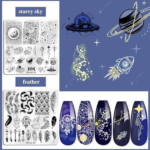 Biutee Nail Stamper Kit 15pcs Nail Art Stamp Plate 8pcs Stamp Gel Polish 1pcs Nail Stamper Scraper Set with Storage Bag, Nail Stamp Template Kit Flower Lace Animal Star Christmas Design thumbnail 5