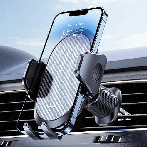 Miracase Phone Holders for Your Car with Metal Hook Clip, Air Vent Cell Phone Stand Car Mount, Universal Automobile Cradle for Garmin GPS Fit iPhone Android and All Smartphones, Dark Black - Image 1