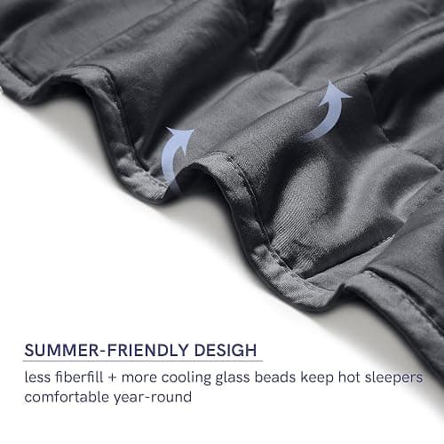 YnM 15lbs Weighted Blanket for Adults, Heavy Bed Throw Blanket with Cooling Glass Beads for All Season Use, Ideal for ~90lbs (48x72 Inches, Twin/Full, Dark Grey) thumbnail 4