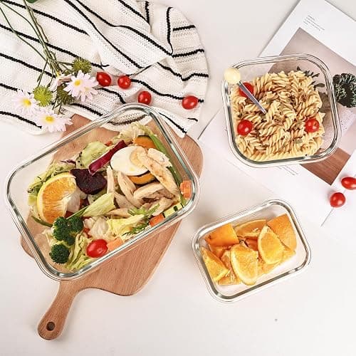 Liuruiyu 8 Pack Glass Food Storage Containers with Lids, Meal Prep Containers, Airtight Bento Boxes with Leak Proof Locking for Microwave, Oven, Freezer and Dishwasher, BPA Free thumbnail 8