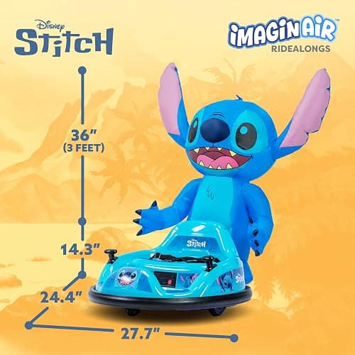 ImaginAir 6V Stitch Toys Kids Bumper Car - Kids Electric Ride On Car, Toddler Toy, Auto-Inflated, Parent Remote Control, 360° Spins, LED Lights, 1MPH Speed, Max Weight of 66lbs, Age 1.5-4yrs thumbnail 2