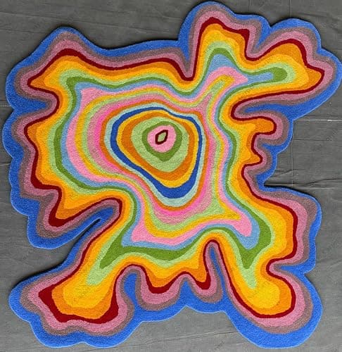 Naz Carpet Irregular Shaped Illusion Pattern Hand-Tufted 100% Wool Handmade Area Rug (Color Multi, 4x4 Feet) - 4x4 Feet - Multicolor K44 thumbnail 5