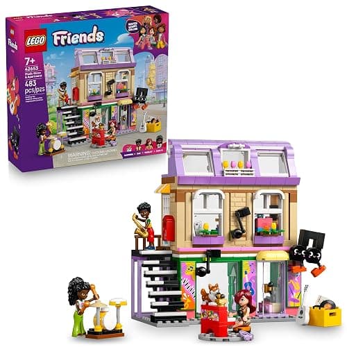LEGO Friends Music Store & Apartment Building Set - Interactive Storytelling Playset for Girls & Boys, Ages 7+ - Includes Marimba The Corgi Toy - Gift Idea for Birthdays and Music Lovers - 42653 - Image 1