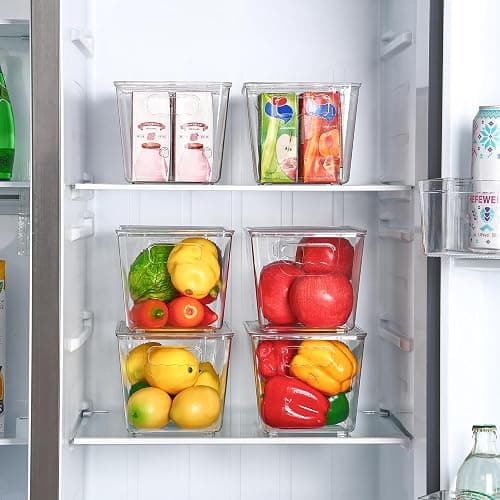 Vtopmart 1 Pack Clear Stackable Storage Bins with Lids, Medium Plastic Containers with Handle for Pantry Organizer and Storage,Perfect for Kitchen,Fridge,Cabinet, Closet,Bathroom Organization thumbnail 2