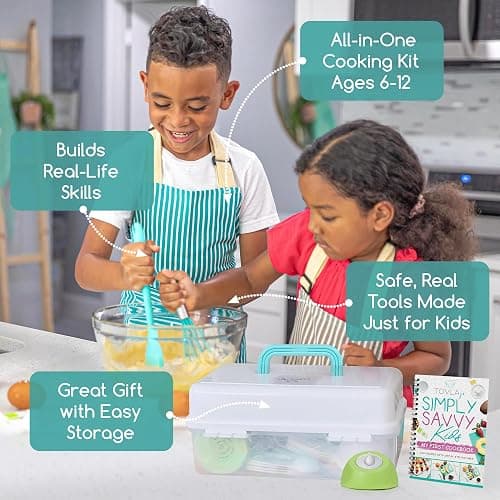 Tovla Jr. Kids Real Cooking Set | Cooking Tools for Kids Ages 5–12 | Montessori-Inspired Beginner Kitchen Kit with Visual Recipe Cookbook & Storage Case | Christmas & Birthday Gift for Boys & Girls thumbnail 4