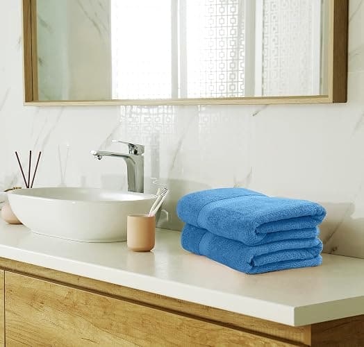 Utopia Towels 8 Piece Premium Towel Set, 2 Bath, 2 Hand, and 4 Wash Cloths, 600 GSM 100% Ring Spun Cotton, Highly Absorbent Towels for Bathroom, Gym, Hotel, and Spa, Electric Blue - 8 Pieces Towel Set - Electric Blue thumbnail 6