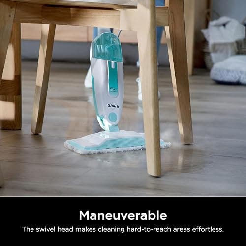 Shark Steam Mop with 2 Machine Washable Dirt Grip Pads, Removable Water Tank, Lightweight, Steam Cleaner for sealed Hard Floors, Marble, Stone, Hardwood, Tile, Laminate, White/Seafoam, S1000 thumbnail 7